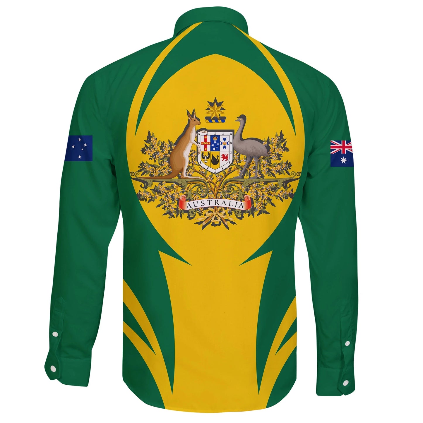 Australia Long Sleeve Button Shirt Action Flag Green