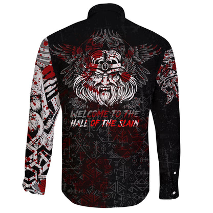 Odin Viking Long Sleeve Button Shirt Blood