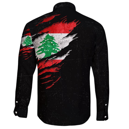 Lebanon In Me Long Sleeve Button Shirt Special Grunge Style