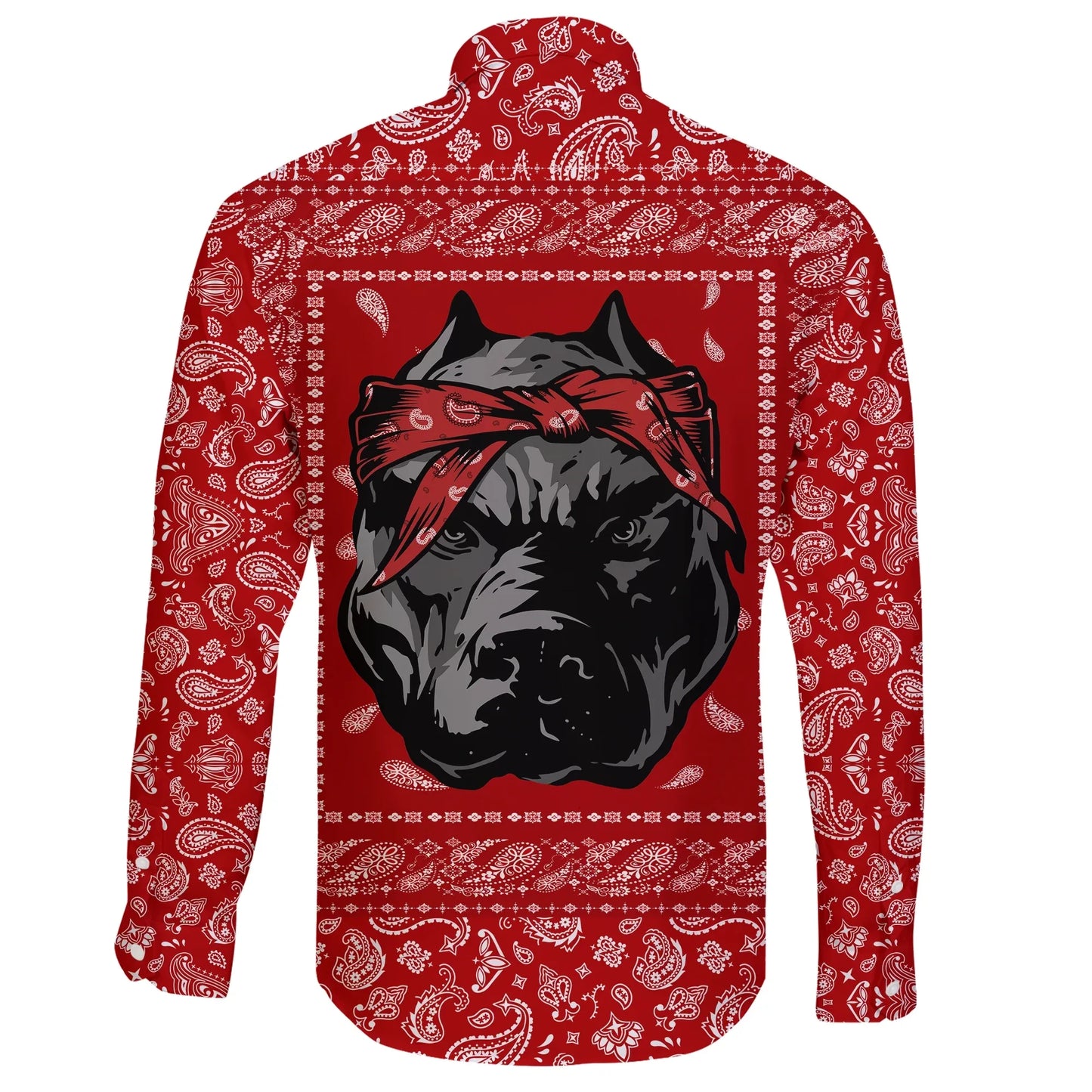 Blood Gang Bulldog Long Sleeve Button Shirt