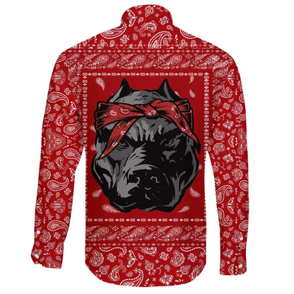 Blood Gang Bulldog Long Sleeve Button Shirt