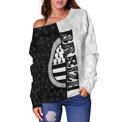 Brittany Celtic Women's Off Shoulder Sweater Breizh Pride