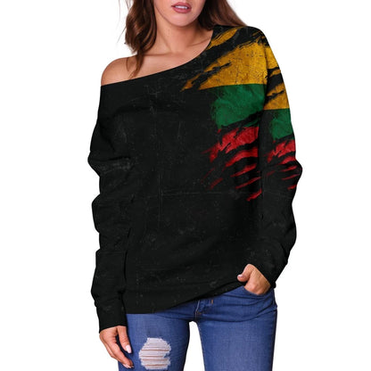 Lithuania in Me Women's Off Shoulder Sweater Special Grunge Style
