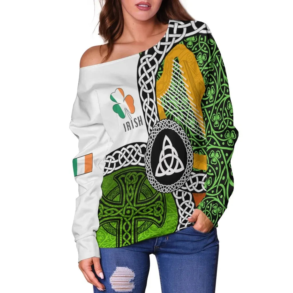 Ireland Legend Off Shoulder Sweater Ireland With Circle Celtics Knot