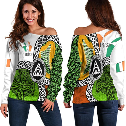 Ireland Legend Off Shoulder Sweater Ireland With Circle Celtics Knot