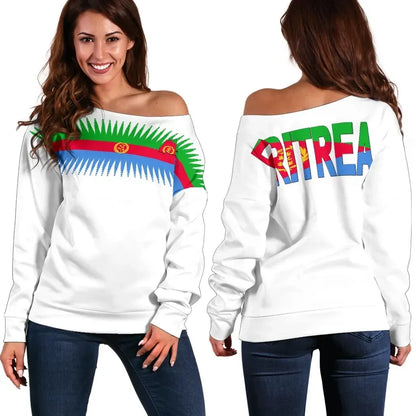 Eritrea United Flag White Off Shoulder Sweater