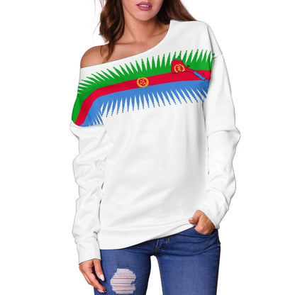 Eritrea United Flag White Off Shoulder Sweater