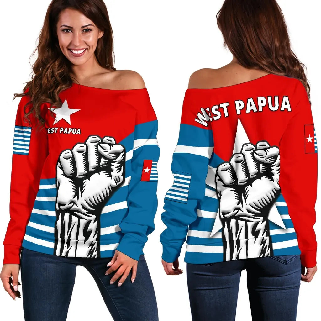Free West Papua Women Off Shoulder Sweater