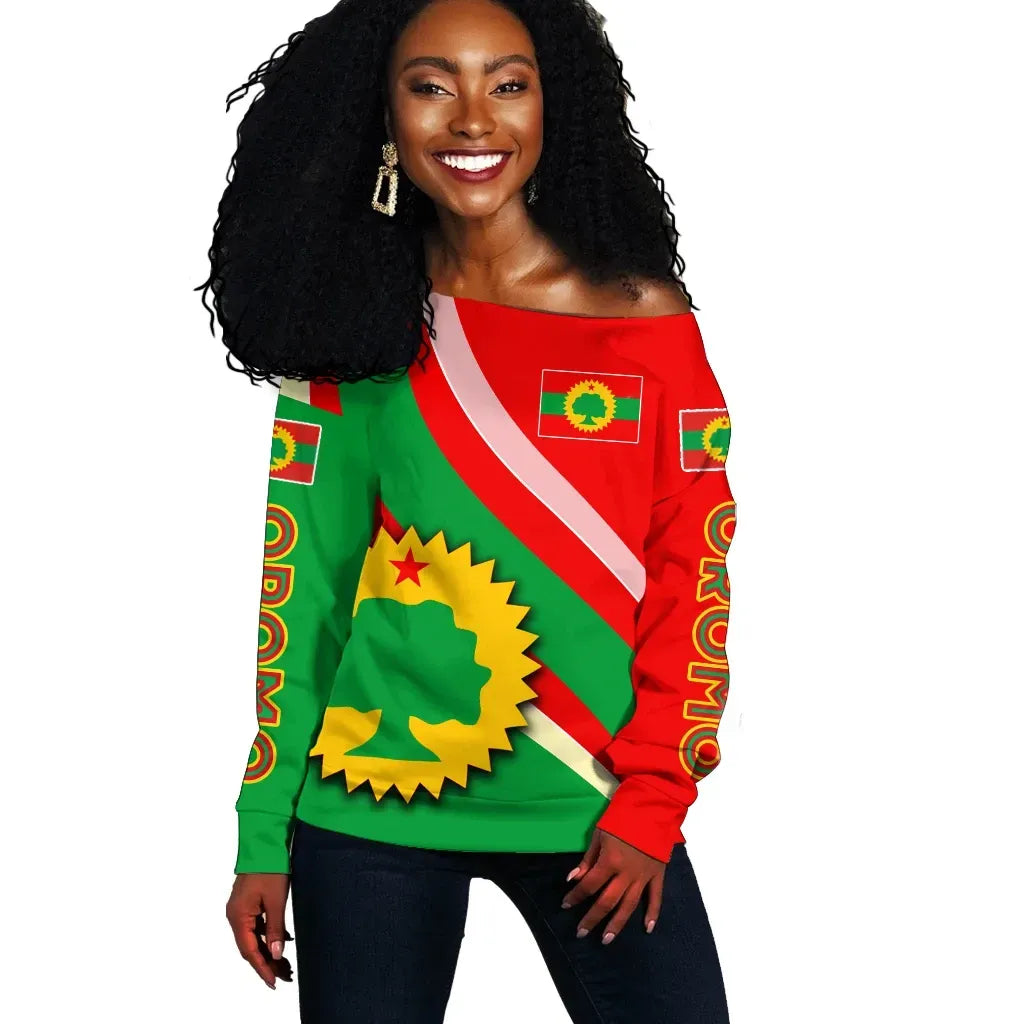 Oromo Off Shoulder Sweater Special Flag