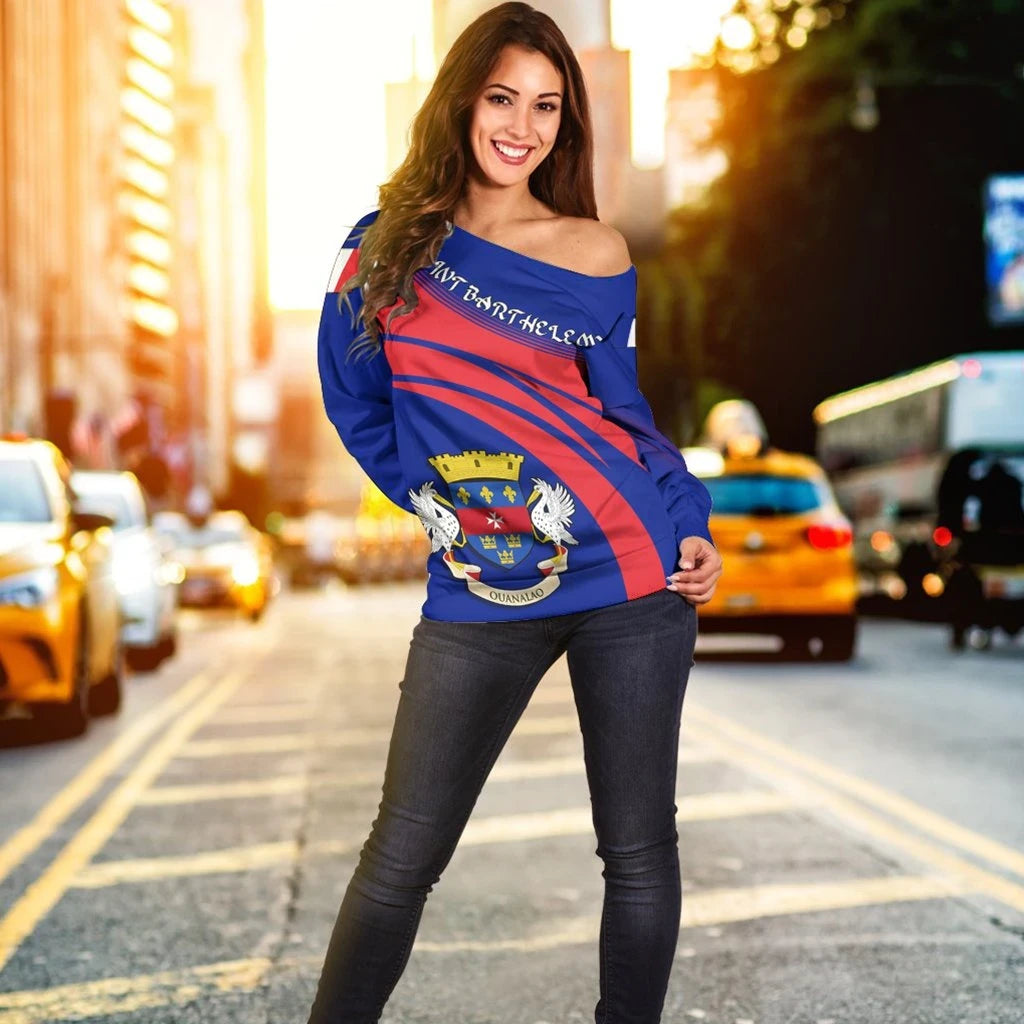 Saint Barthelemy Coat Of Arms Shoulder Sweater Cricket
