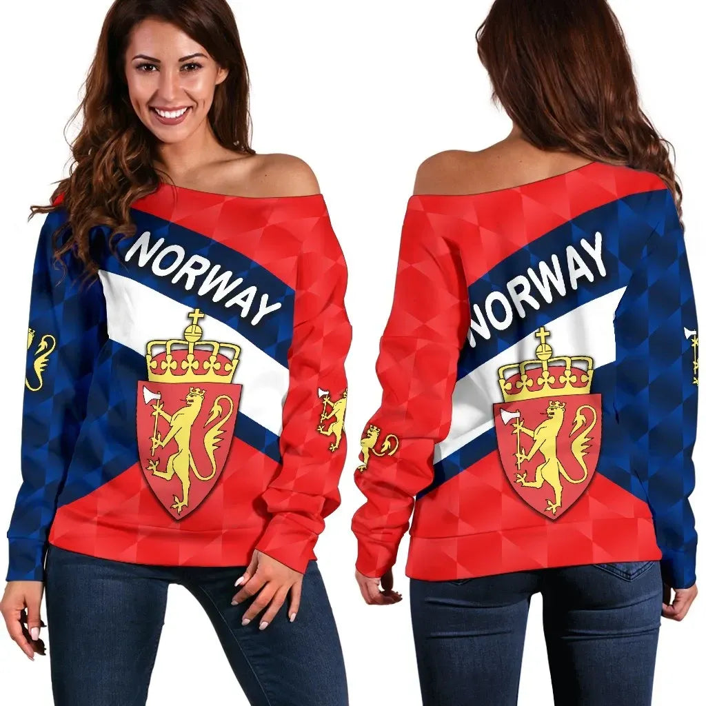 Norway Women Off Shoulder Sweater Sporty Style