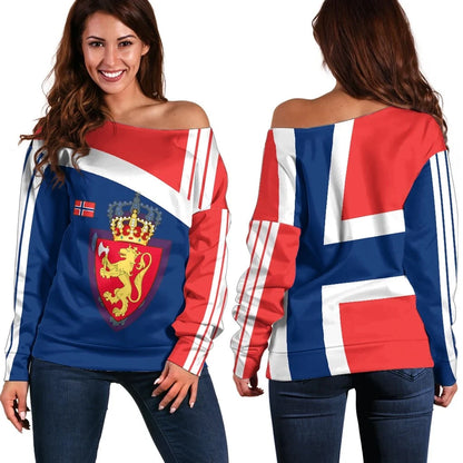 Norway Women's Off Shoulder Sweater Flag of Norway