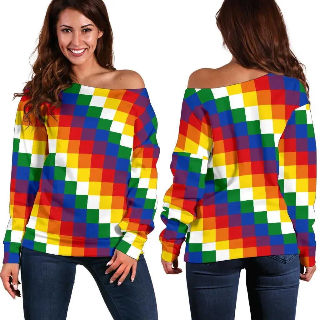 Wiphala Off Shoulder Sweater Flag
