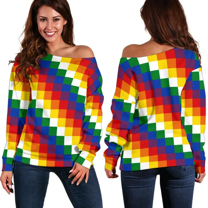 Wiphala Off Shoulder Sweater Flag