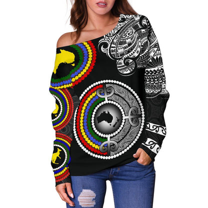 Aotearoa Aboriginal Women's Off Shoulder Sweater