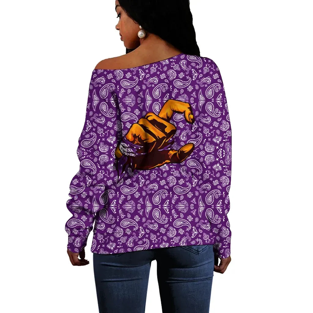 Grape Street Crips Off Shoulder Sweater