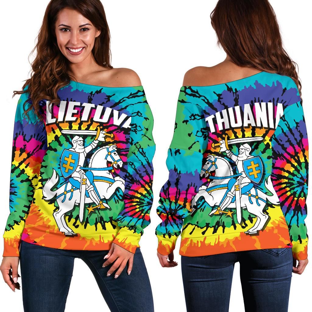 Lithuania Off Shoulder Sweater Tie Dye