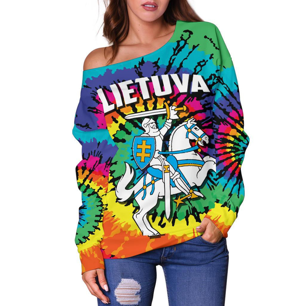 Lithuania Off Shoulder Sweater Tie Dye