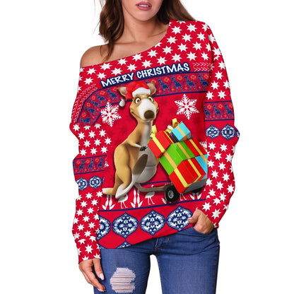 Australia Kangaroo Off Shoulder Sweater Christmas Version