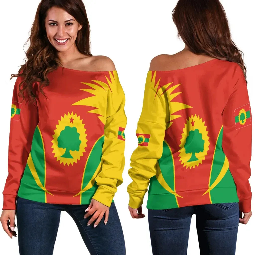 Oromo Off Shoulder Sweater Flag Active
