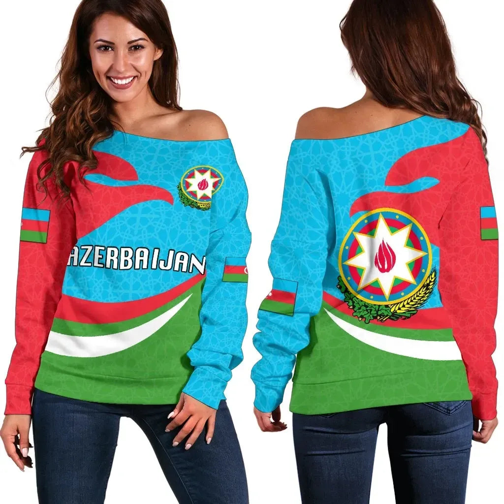 Azerbaijan Women Off Shoulder Sweater Proud Version