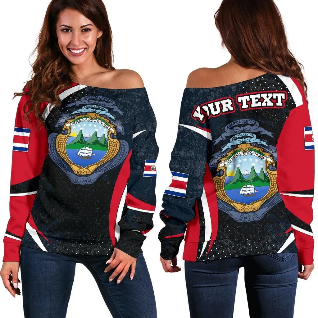 Costa Rica Personalised Women's Off Shoulder sweater Costa Rica Spirit ,