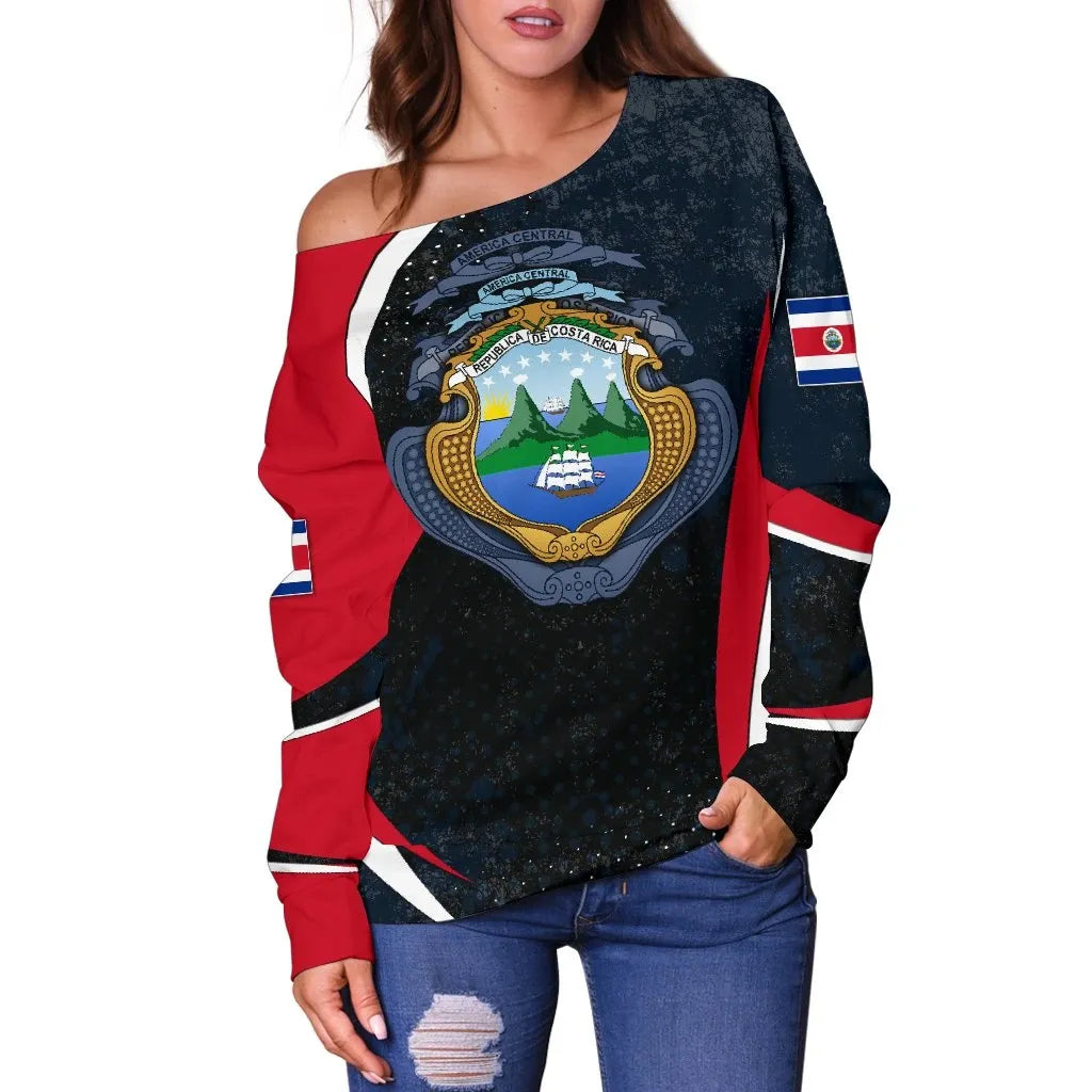 Costa Rica Personalised Women's Off Shoulder sweater Costa Rica Spirit ,