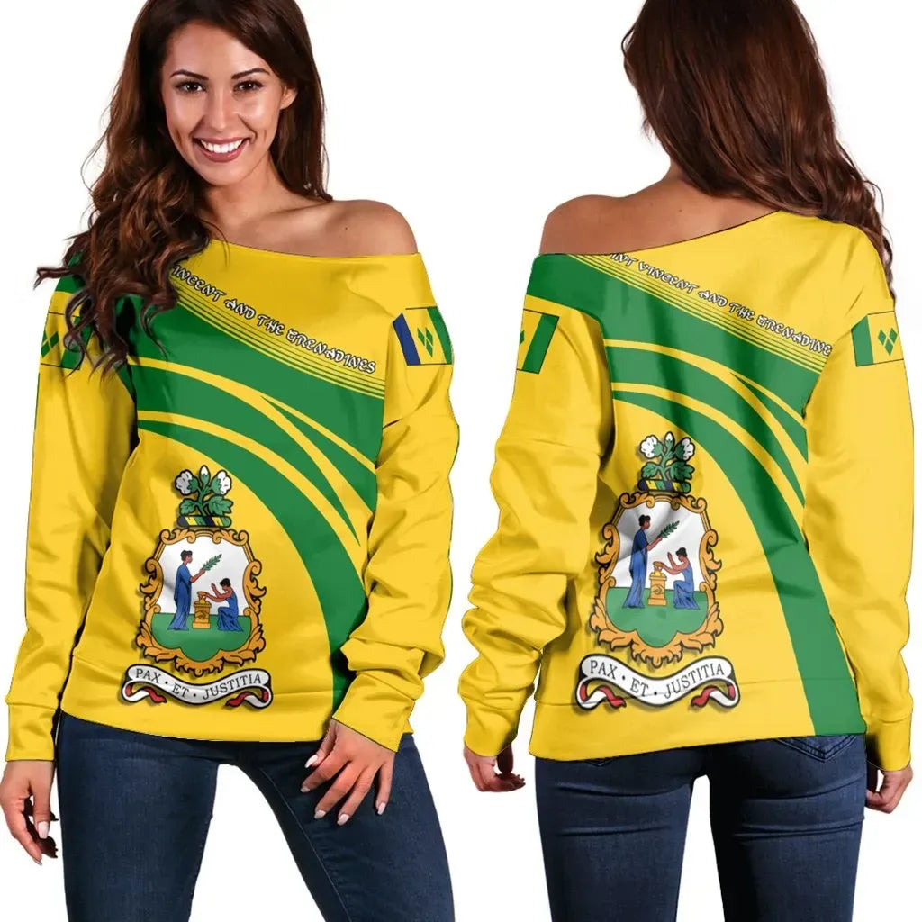 Saint Vincent and the Grenadines Coat Of Arms Shoulder Sweater Cricket