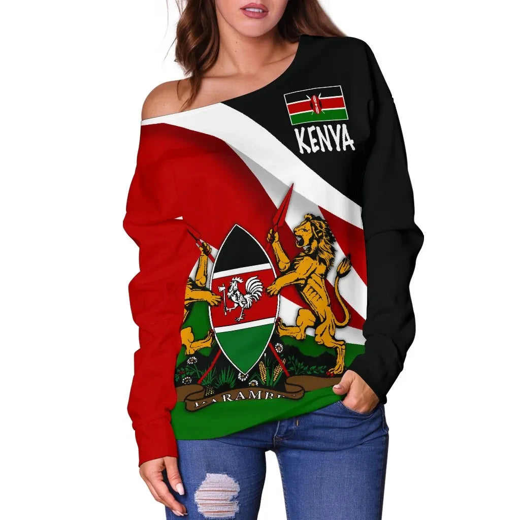 Kenya Impressive Flag Off Shoulder Sweater