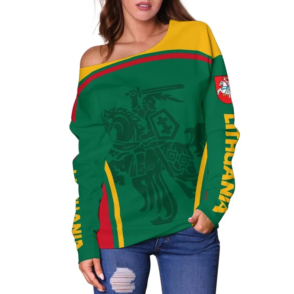 Lithuania Off Shoulder Sweater Active Warrior