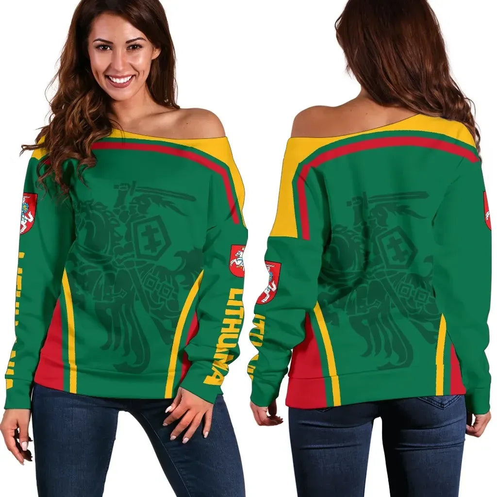 Lithuania Off Shoulder Sweater Active Warrior