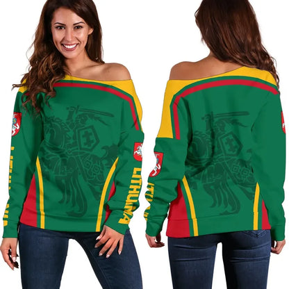 Lithuania Off Shoulder Sweater Active Warrior