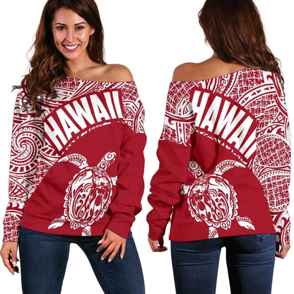 Hawaii Women's Off Shoulder Turtle Polynesia 07