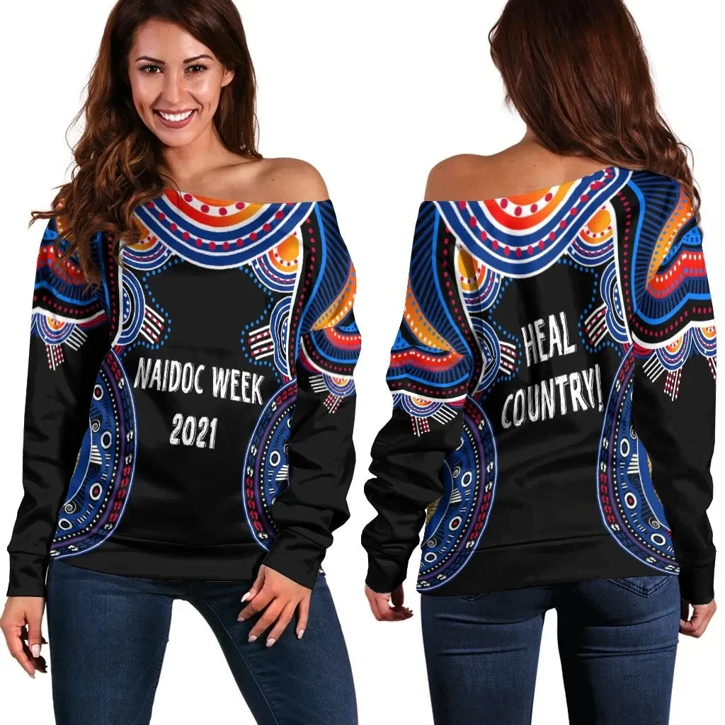Naidoc Week 2021 Off Shoulder Sweater Heal Country