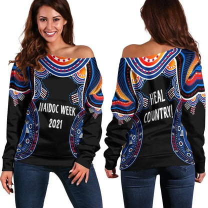 Naidoc Week 2021 Off Shoulder Sweater Heal Country