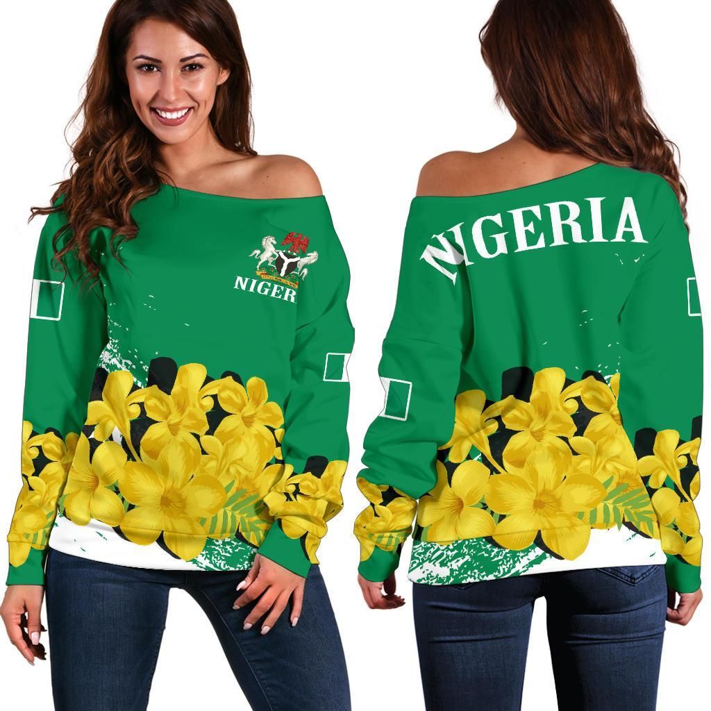 Nigeria Off Shoulder Sweater Costus Spectabilis Yellow Trumpet