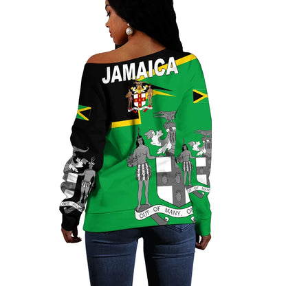Jamaica Women's Off Shoulder Sweater Coat Of Arms