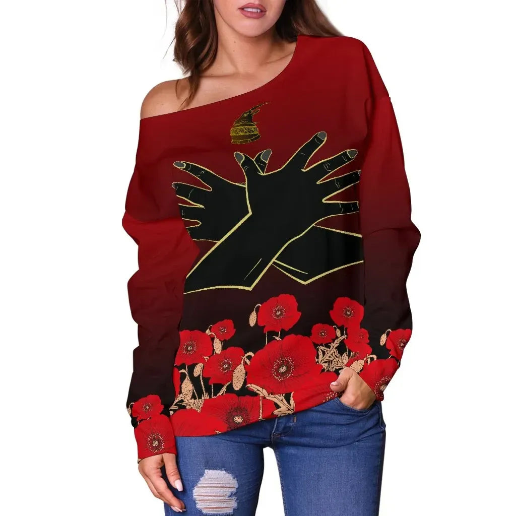 Albania Flag Double Eagle Hand Off Shoulder Sweater