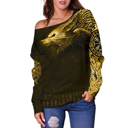 Fenrir Yellow Off Shoulder Sweater