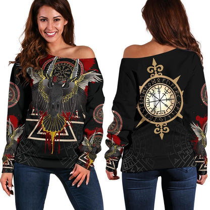 Vikings Off Shoulder Sweater Raven of Odin Special Version