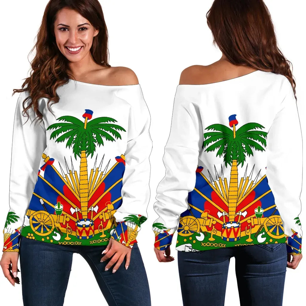 Haiti Coat Of Arms Shoulder Sweater Bn10