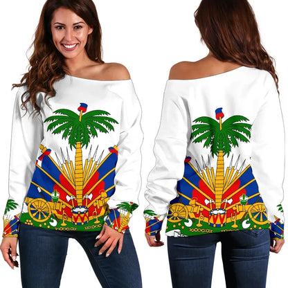 Haiti Coat Of Arms Shoulder Sweater Bn10