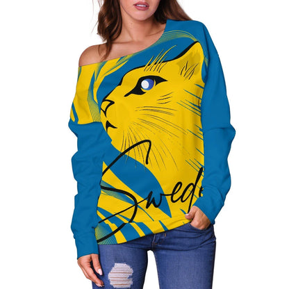 The Sweden Cat Women's Off Shoulder Sweaters Bh