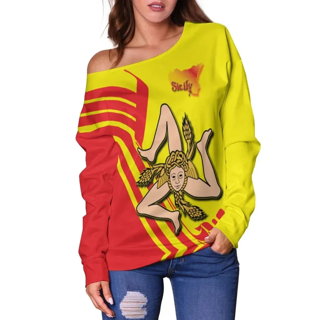 Sicily Women's Off Shoulder Sweater Sicily Trinacria