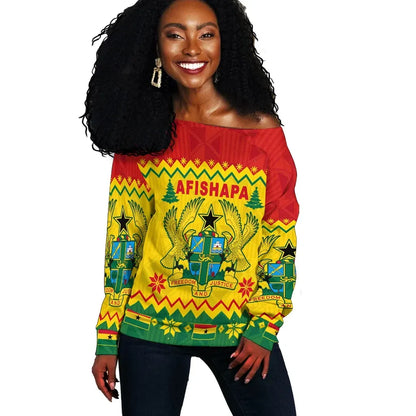 Ghana Christmas Off Shoulder Sweater Afishapa