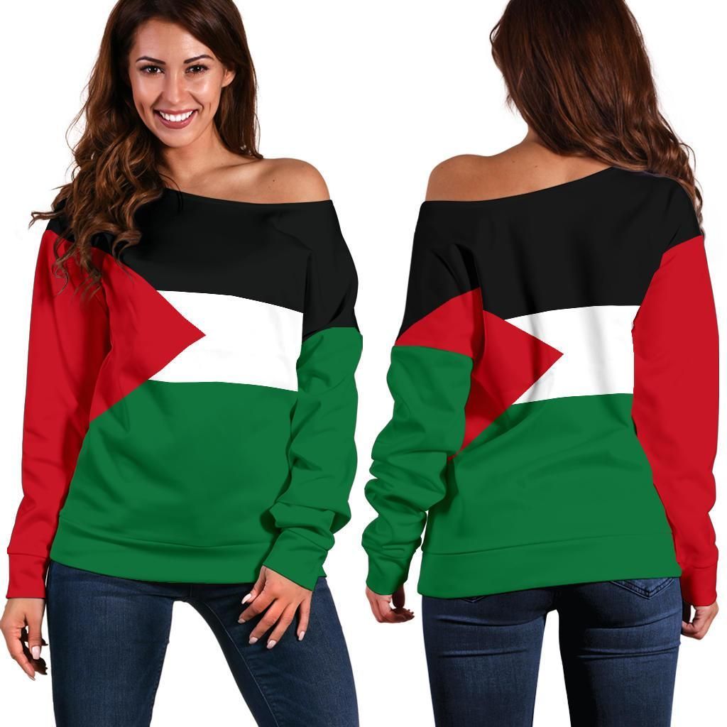 State of Palestine Off Shoulder Sweater Original Flag