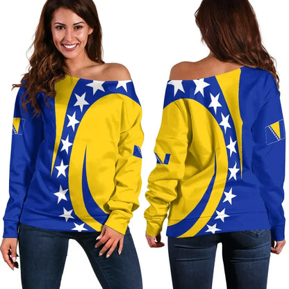 Bosnia And Herzegovina Off Shoulder Sweater Half Cirlce