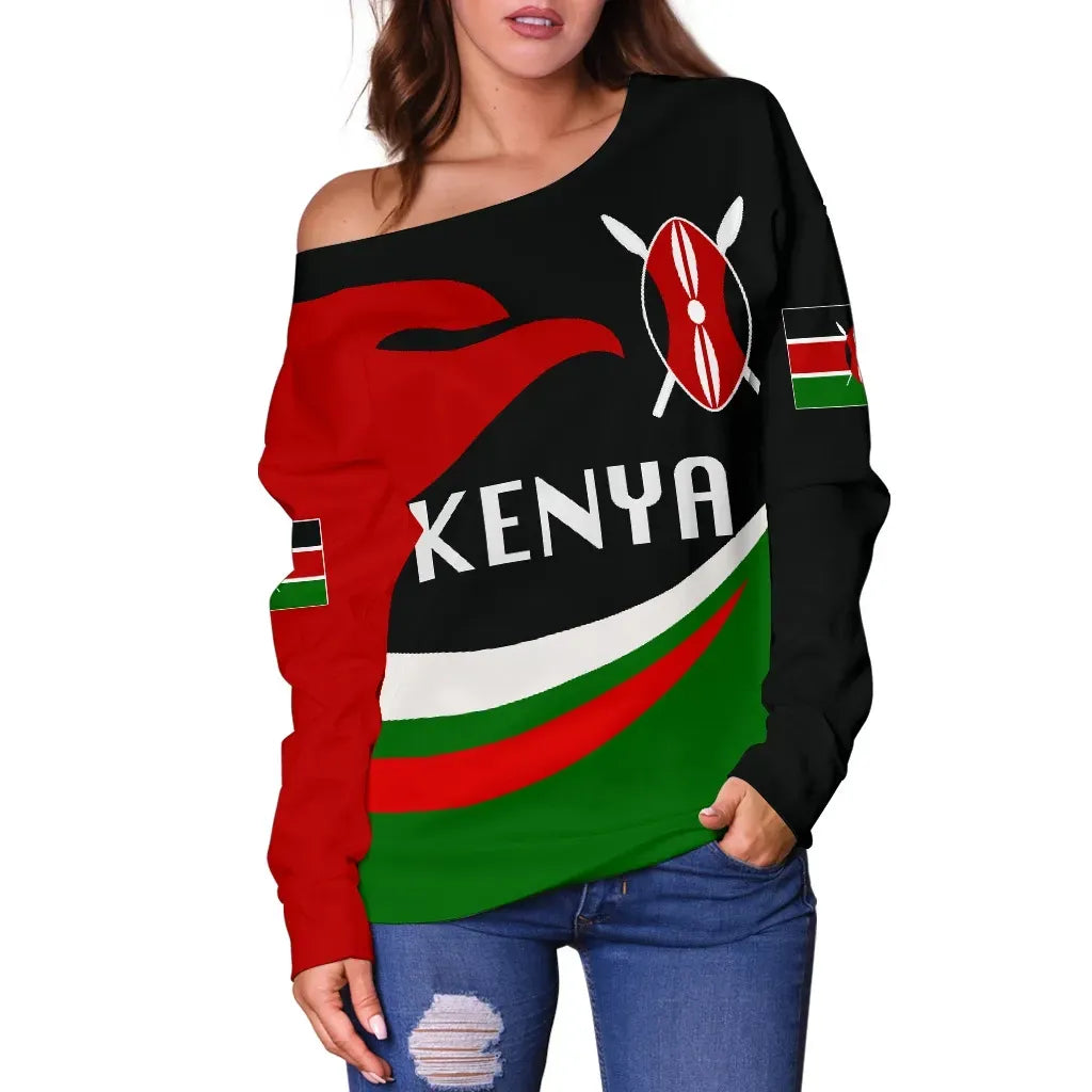 Kenya Women Off Shoulder Sweater Proud Version