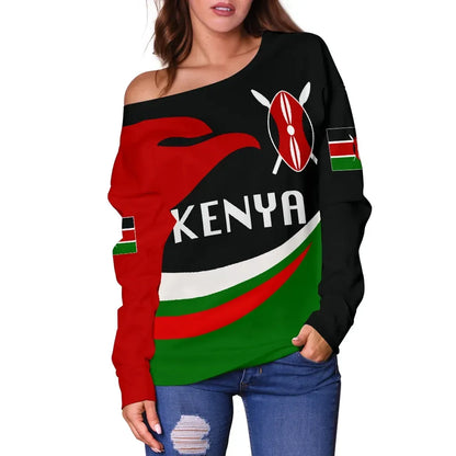 Kenya Women Off Shoulder Sweater Proud Version
