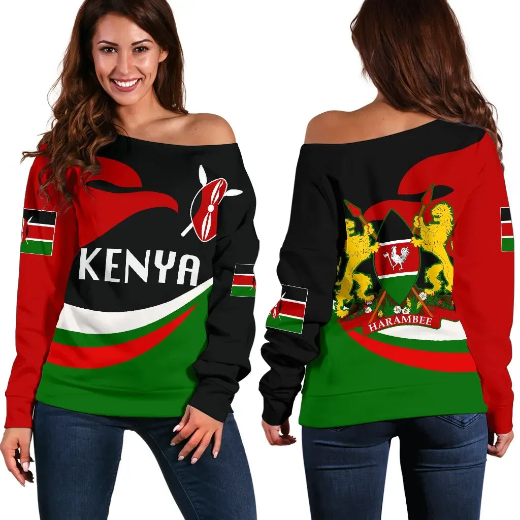 Kenya Women Off Shoulder Sweater Proud Version